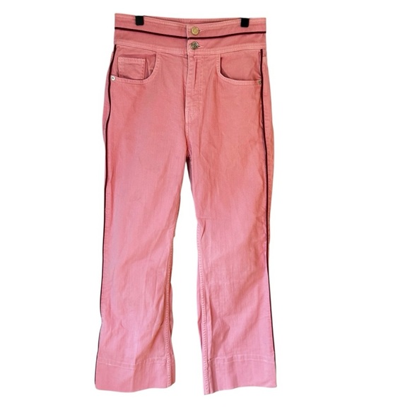 Current/Elliott Pink Wide Leg Double Button Piped Petal Pink Jeans Size 26 - Picture 2 of 7